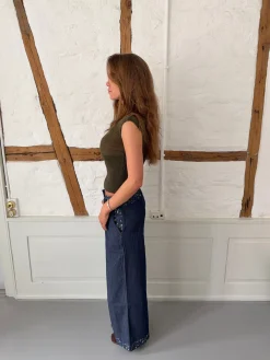 Lolita bukser med broderede blomster - Blå