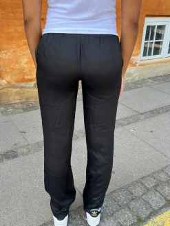 Lona lavtaljede satinbukser - Sort