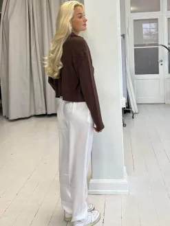 Lona lavtaljede satinbukser - Hvid