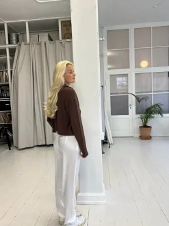Lona lavtaljede satinbukser - Hvid