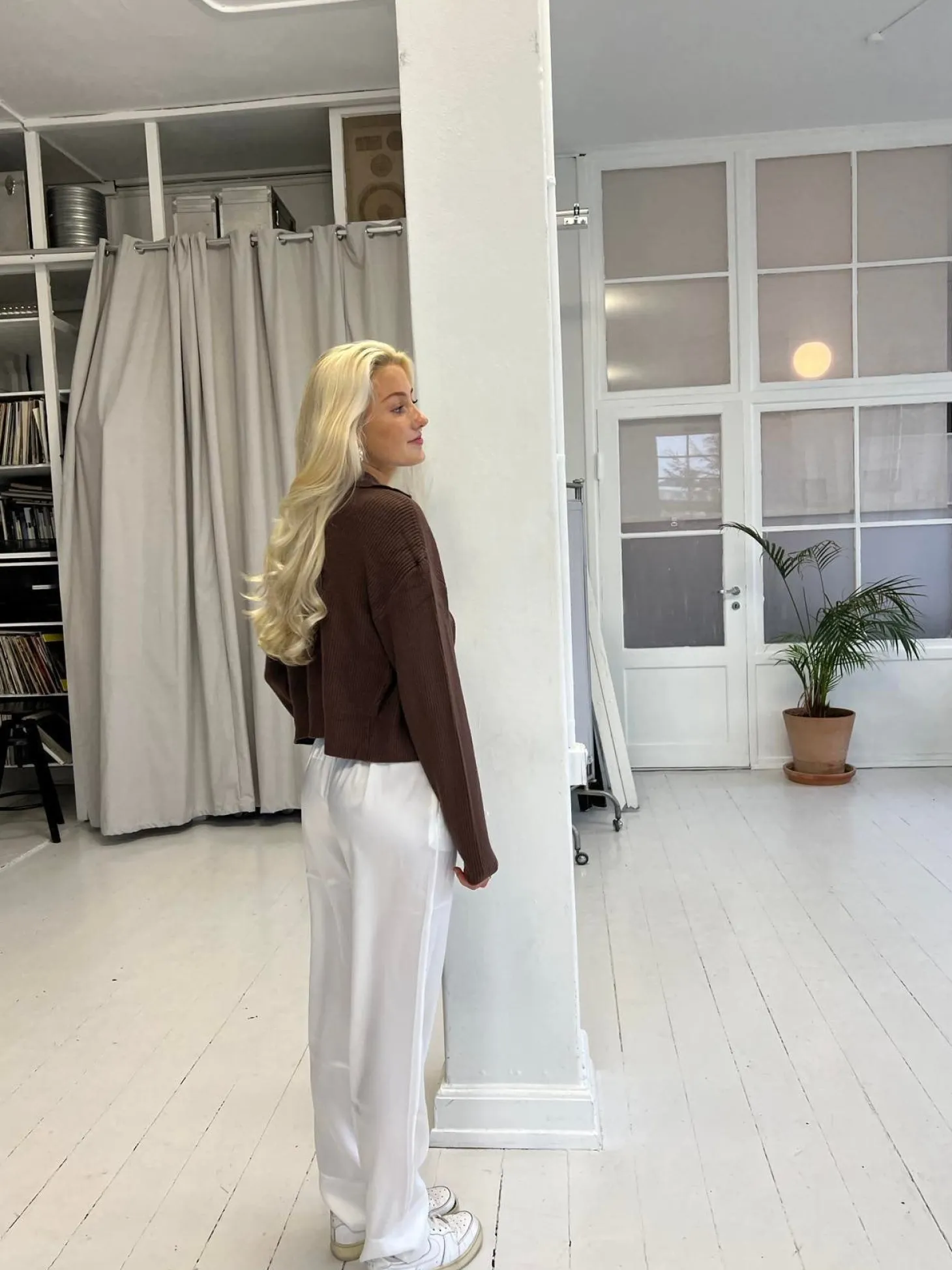 Lona lavtaljede satinbukser - Hvid