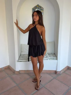 Lulitiana halterneck kjole - Sort