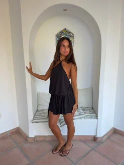 Lulitiana halterneck kjole - Sort