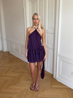 Lulitiana kjole med halterneck - Lilla
