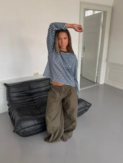 Lura bluse med striber - Blå/brun
