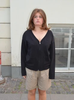 Madison cardigan med lynlås - Sort