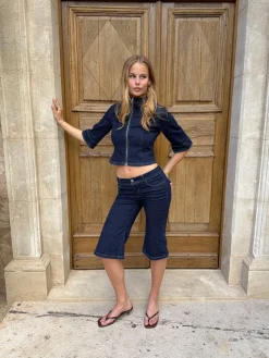Maja caprishorts - Mørk denim