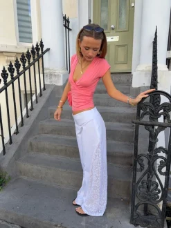 Malin Tomkins bukser med blondedetaljer - Hvid