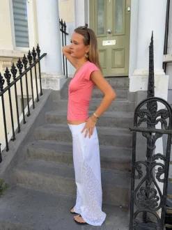 Malin Tomkins bukser med blondedetaljer - Hvid