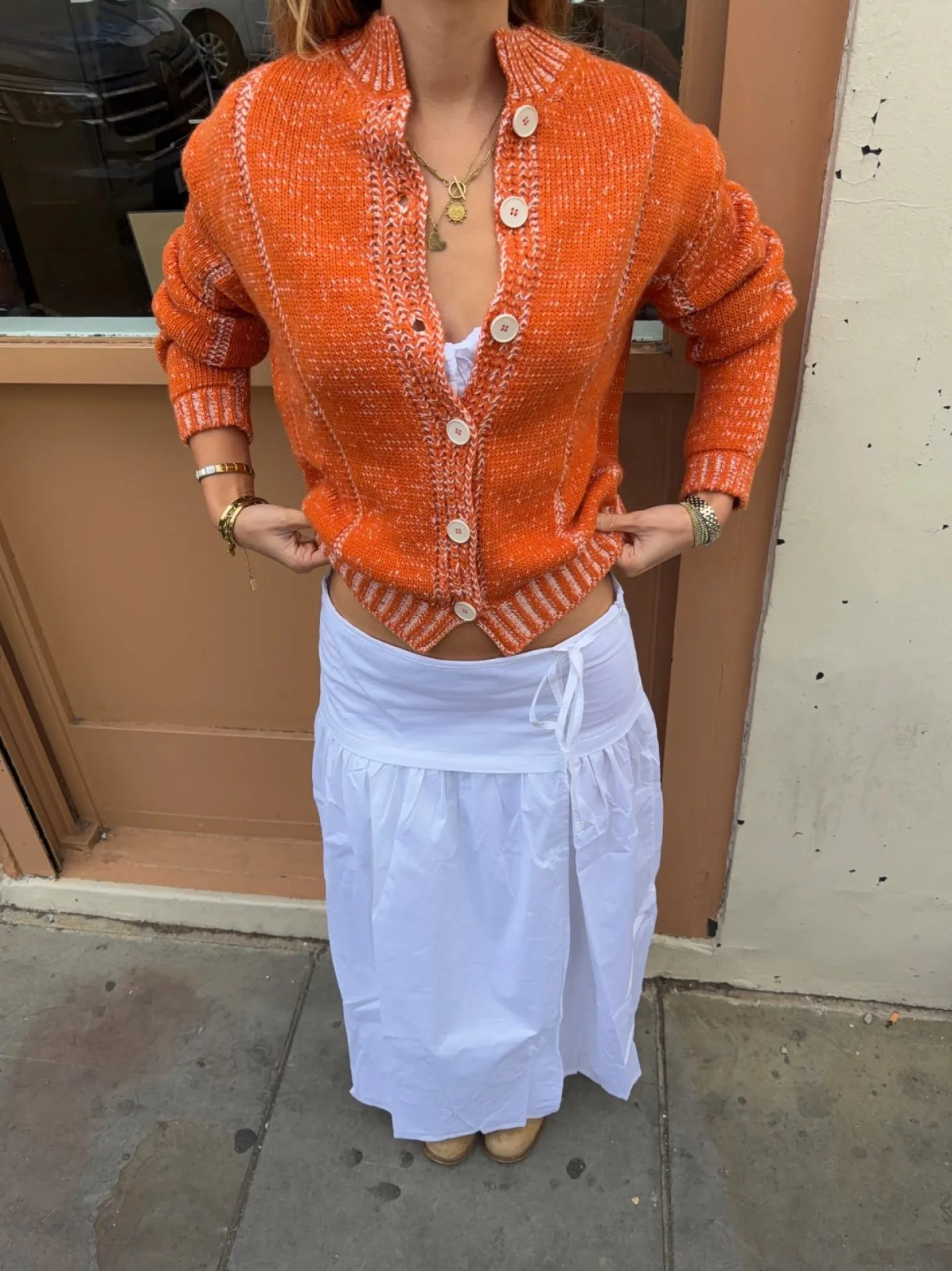 Malin Tomkins cardigan med detaljer - Orange