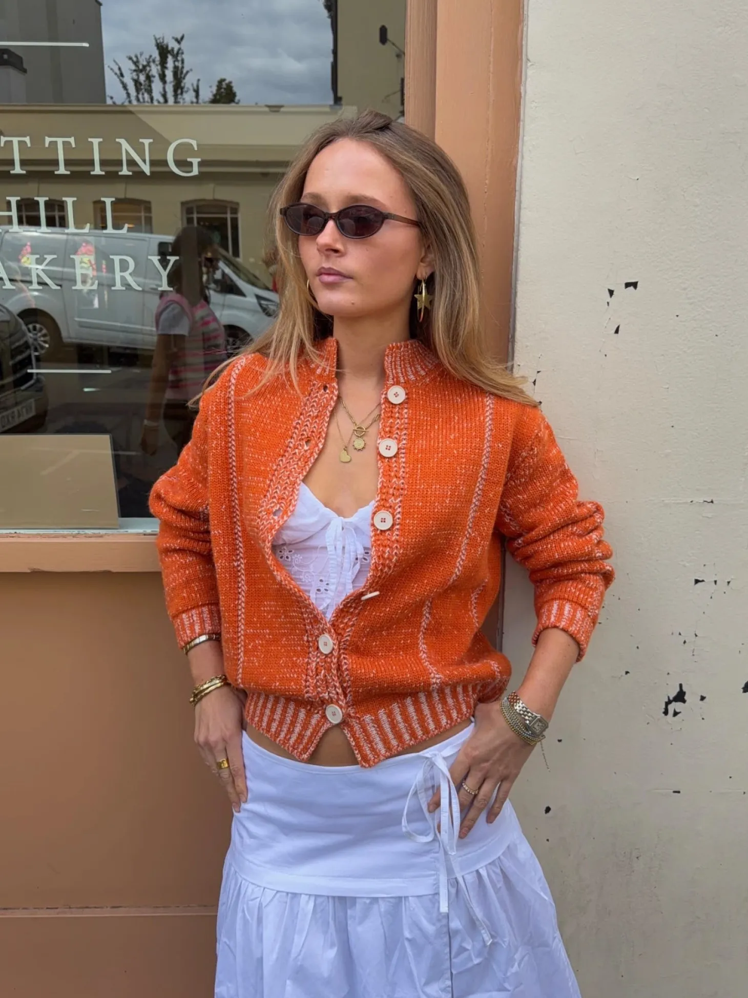 Malin Tomkins cardigan med detaljer - Orange