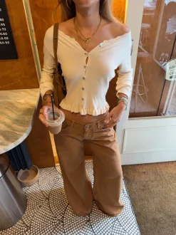 Malin Tomkins cardigan med flæser - Creme