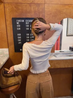 Malin Tomkins cardigan med flæser - Creme