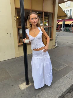 Malin Tomkins nederdel med bindedetalje - Hvid