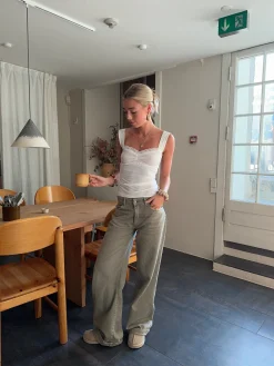 Mandaline top med blondetaljer - Hvid