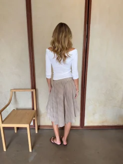 Mandy nederdel med tern - Beige