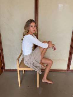Mandy nederdel med tern - Beige