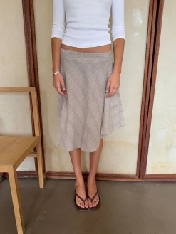 Mandy nederdel med tern - Beige