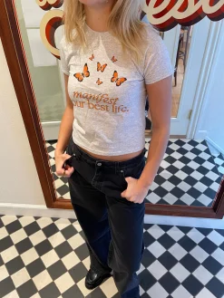 Manifest your best life baby tee - Grå