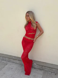 Marisole top i blonde - Rød