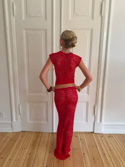 Marisol nederdel i blonde - Rød