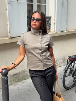 Maxima skjorte med knapper - Taupe