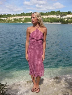 Melisanna kjole med polka prikker - Magenta/lyserød