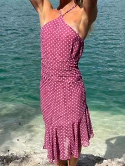 Melisanna kjole med polka prikker - Magenta/lyserød