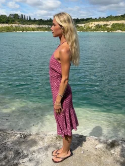 Melisanna kjole med polka prikker - Magenta/lyserød