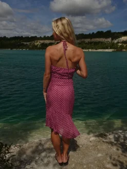 Melisanna kjole med polka prikker - Magenta/lyserød