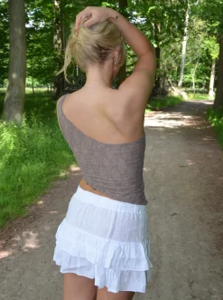 Merle one shoulder-top med blonde - Brun