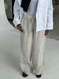 Milana hørbukser - beige/hvide striber