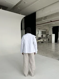 Milana hørbukser - beige/hvide striber