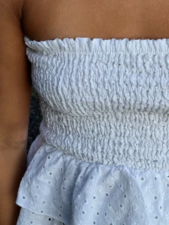 Milla broderi anglaise top - Hvid