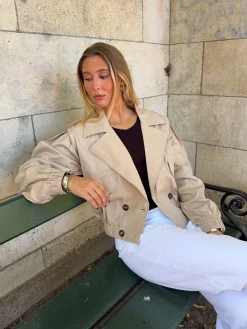 Millie cropped trenchcoat - Beige
