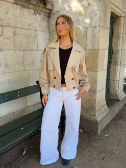 Millie cropped trenchcoat - Beige