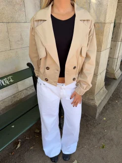 Millie cropped trenchcoat - Beige