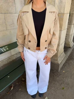 Millie cropped trenchcoat - Beige