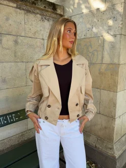 Millie cropped trenchcoat - Beige