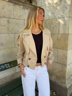 Millie cropped trenchcoat - Beige