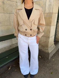 Millie cropped trenchcoat - Beige