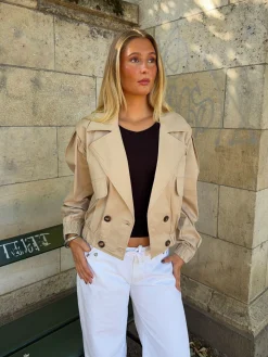 Millie cropped trenchcoat - Beige