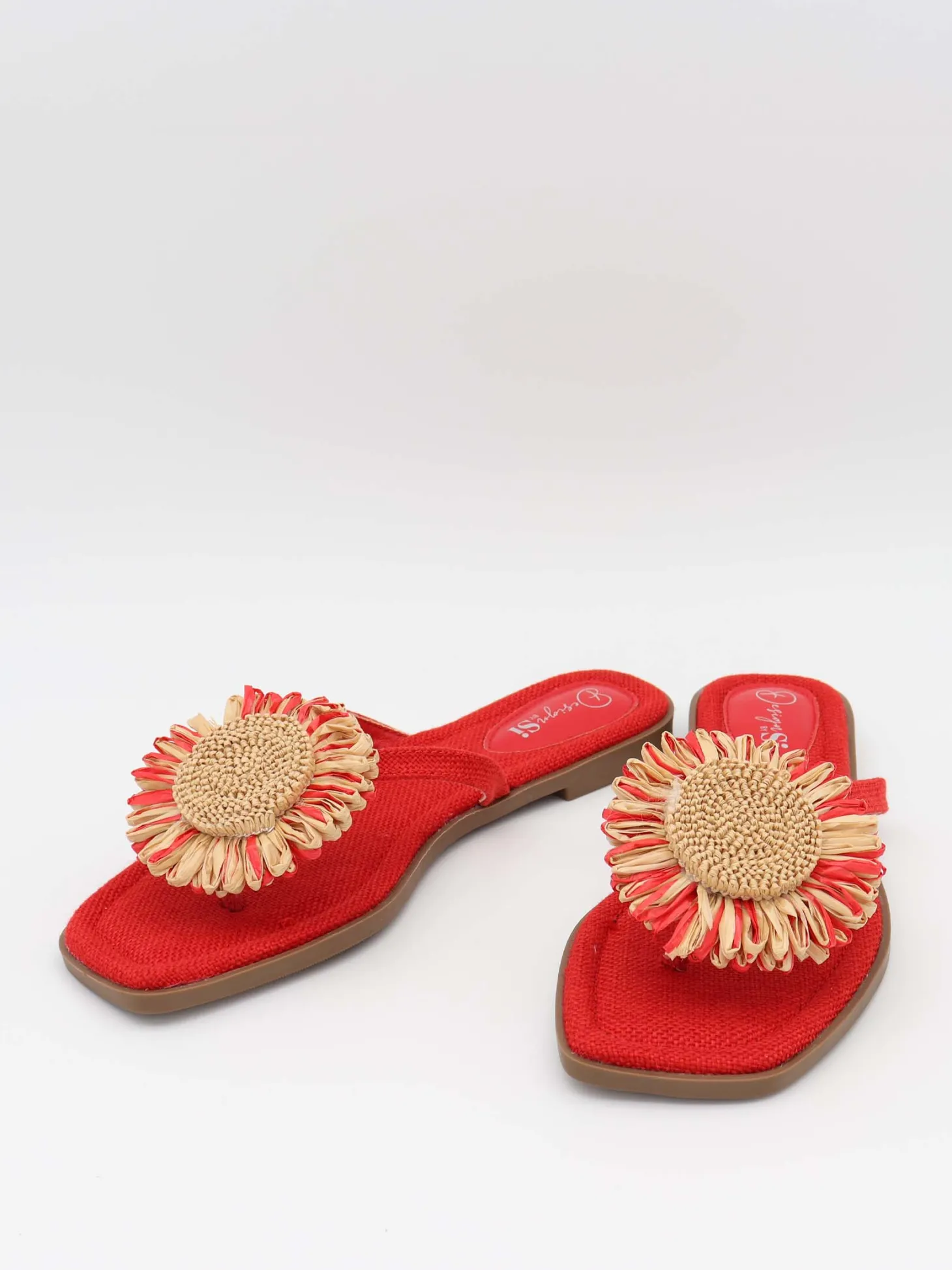 Minna sandaler med blomsterdetalje - Orange/guld