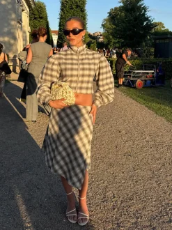 Mirandine jakke med tern - Hvid/grå