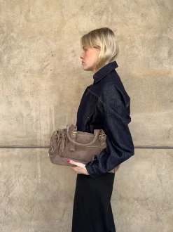 Mura taske i ruskind - Taupe