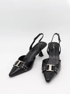 Nida slingback stiletter med spænde - Sort