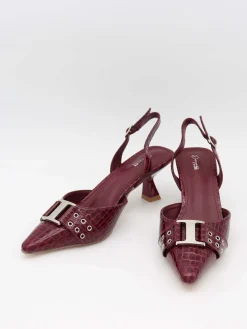 Nida slingback stiletter med spænde - Vinrød
