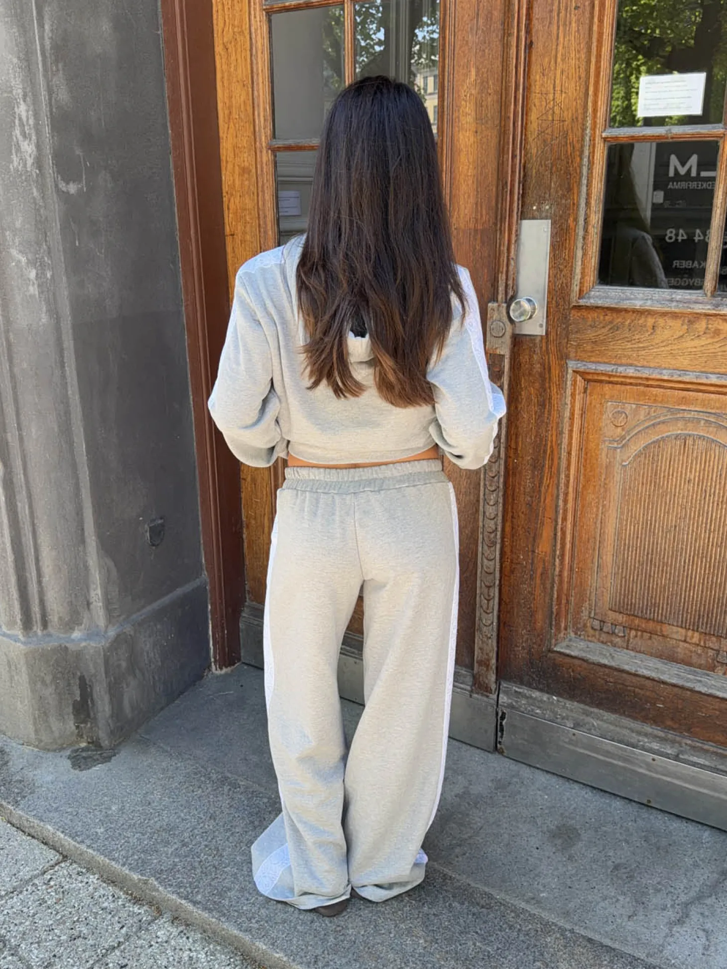Obban sweatpants med blonder - Grå/hvid
