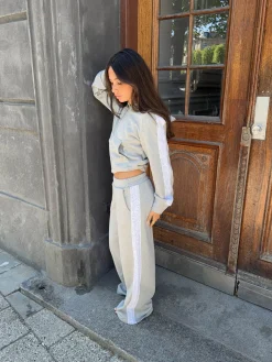 Obban sweatpants med blonder - Grå/hvid