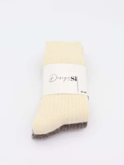 2-pak strikkede strømper - Beige/brun